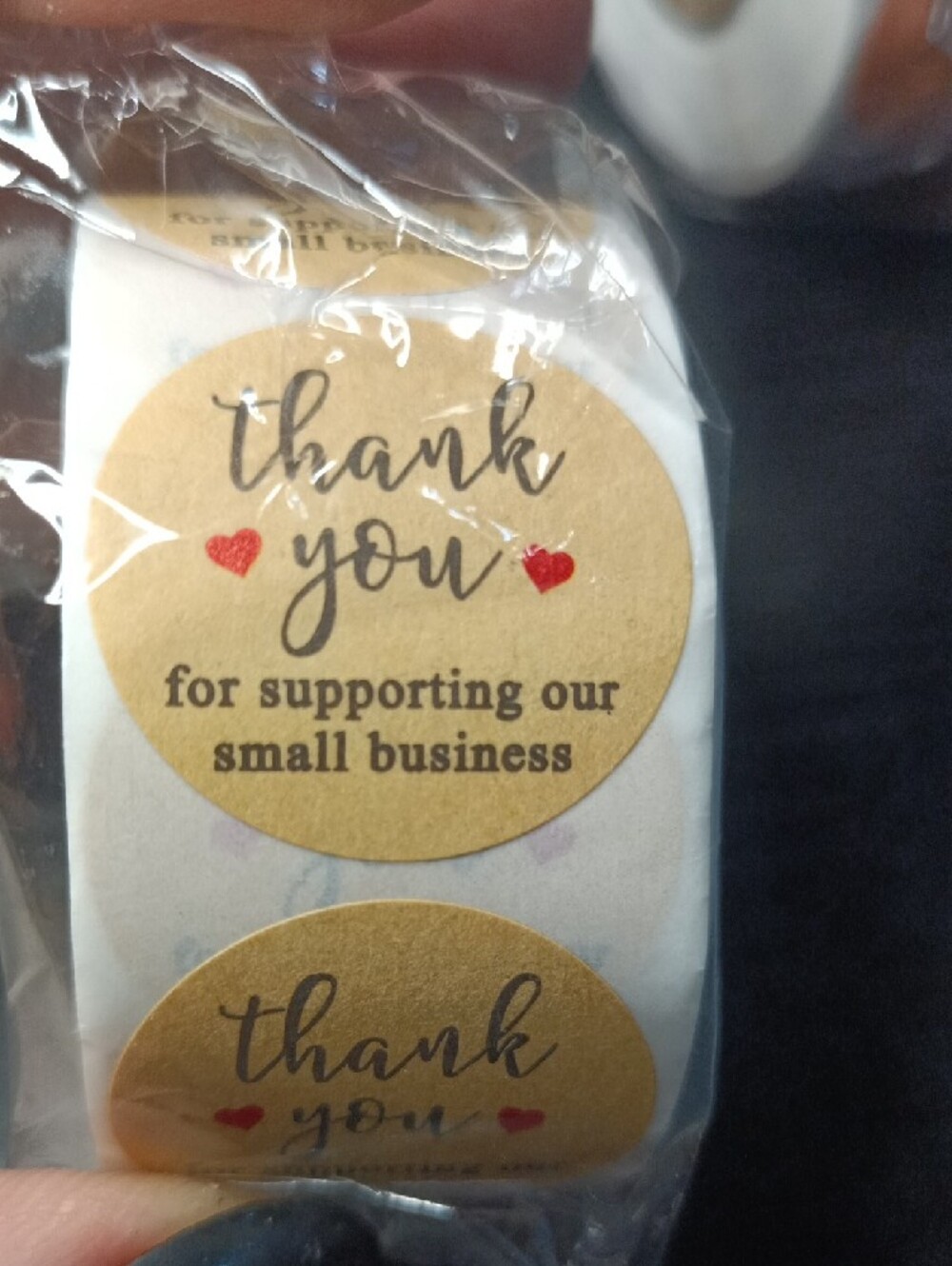 1500 Stickers Round 'Thank You' Sticker Rolls - Gold Foil Kraft Look - Picture 3 of 4